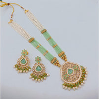 SNERA Luxury Crystal Stone And Pearls Long Necklace Set
