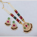 SNERA Luxury Crystal Stone And Pearls Long Necklace Set