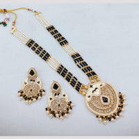 SNERA Luxury Crystal Stone And Pearls Meenakari Long Necklace Set