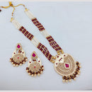 SNERA Luxury Crystal Stone And Pearls Meenakari Long Necklace Set