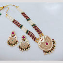 SNERA Luxury Crystal Stone And Pearls Meenakari Long Necklace Set