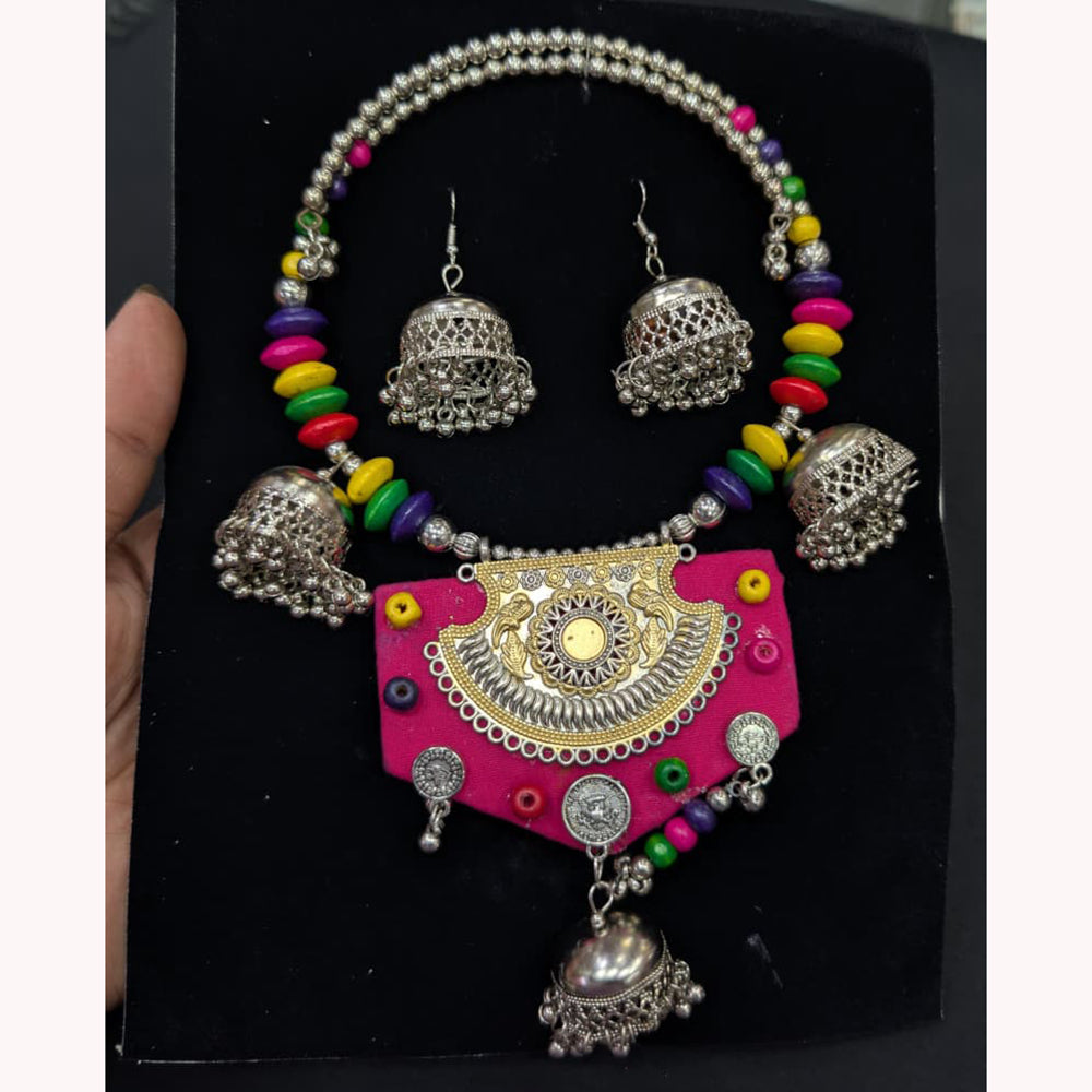 SNERA Peacock Design Oxidized Necklace & Earrings Set Perfect for Navratri