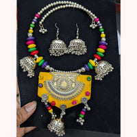 SNERA Peacock Design Oxidized Necklace & Earrings Set Perfect for Navratri