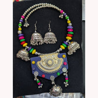 SNERA Peacock Design Oxidized Necklace and Earrings Set Perfect for Navratri