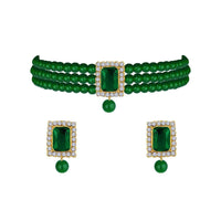 SNERA Classic Grace Crystal Stone And Pearl Choker Necklace Set