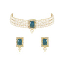 SNERA Classic Grace Crystal Stone And Pearl Choker Necklace Set