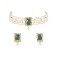 SNERA Classic Grace Crystal Stone And Pearl Choker Necklace Set