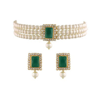 SNERA Classic Grace Crystal Stone And Pearl Choker Necklace Set