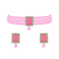 SNERA Classic Grace Crystal Stone And Pearl Choker Necklace Set