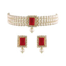 SNERA Classic Grace Crystal Stone And Pearl Choker Necklace Set