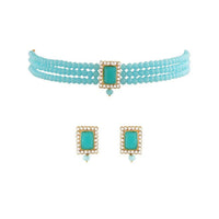 SNERA Classic Grace Crystal Stone And Pearl Choker Necklace Set