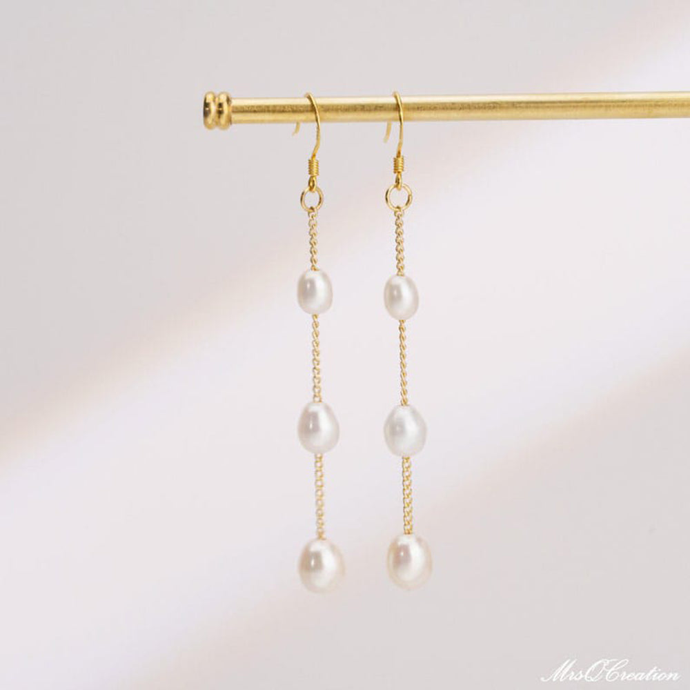 SNERA Modern Minimal Pearl Dangler Earrings
