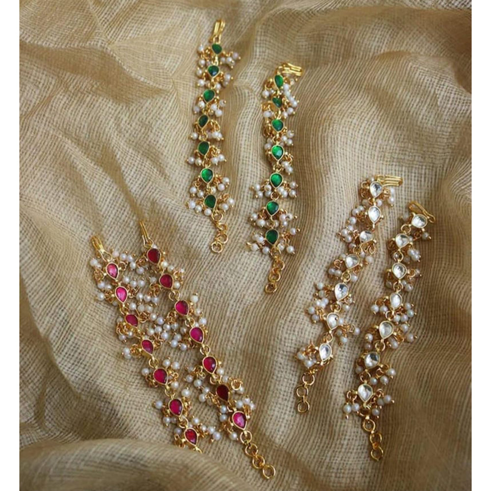 SNERA Glam Classic Pota Stone And Pearl Ear Kanchain