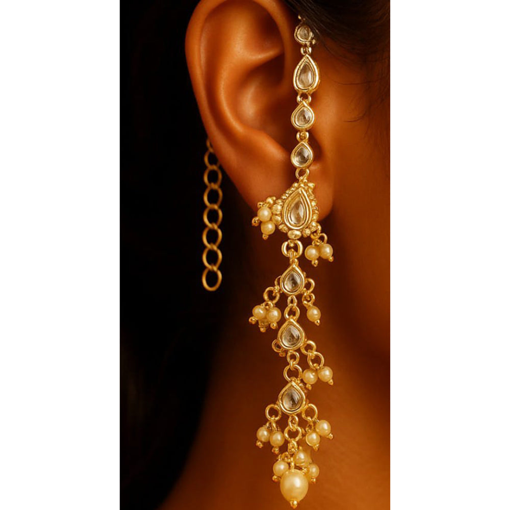 SNERA Glam Classic Kundan Stone And Pearl Ear Kanchain