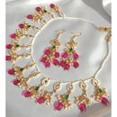 SNERA Designer Kundan Stone Pearl And Beads Necklace Set