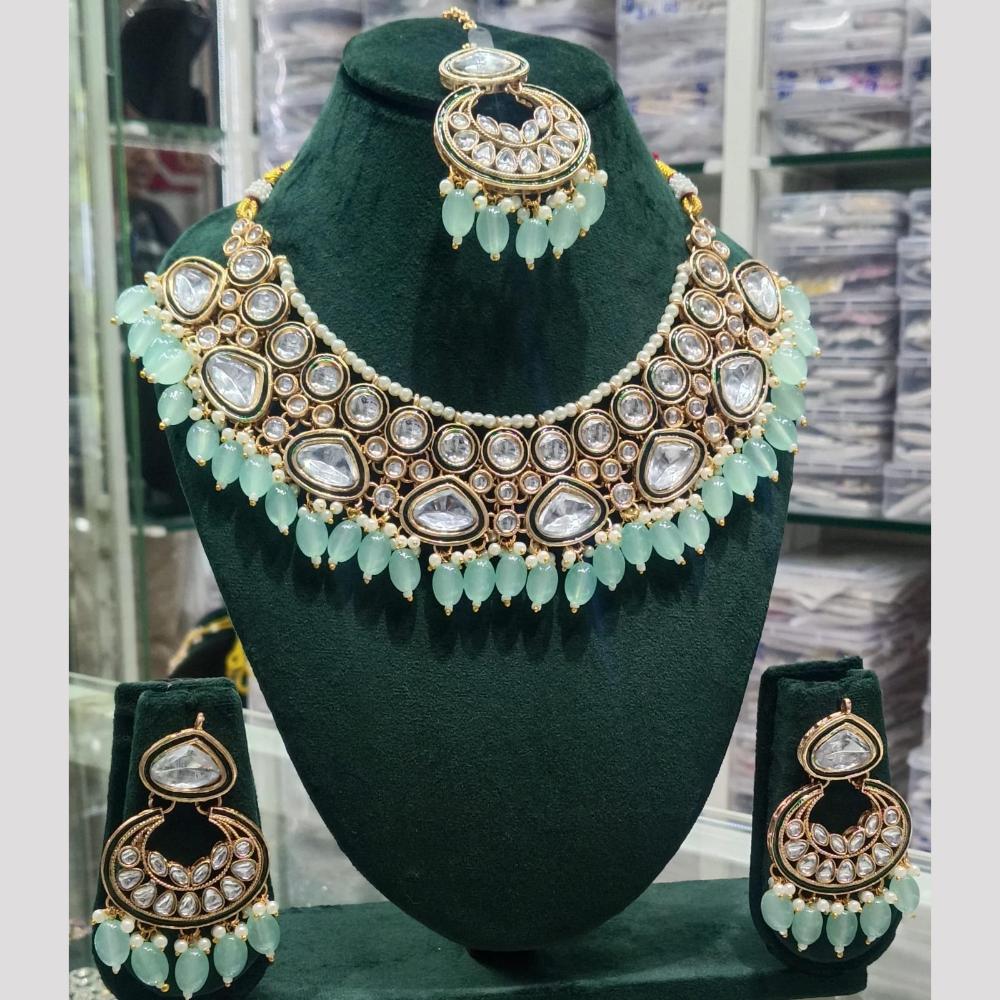 SNERA Kundan Stone And Beads Elegant Necklace Set