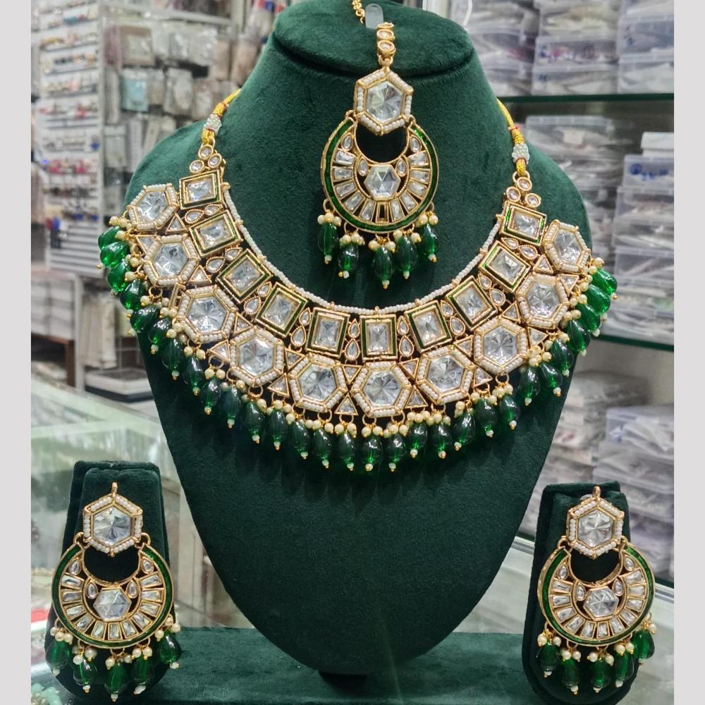 SNERA Kundan Stone And Beads Elegant Necklace Set