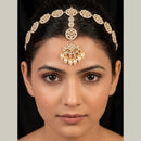 SNERA Kundan Stone And Pearl Sheeshphool With Maangtikka  