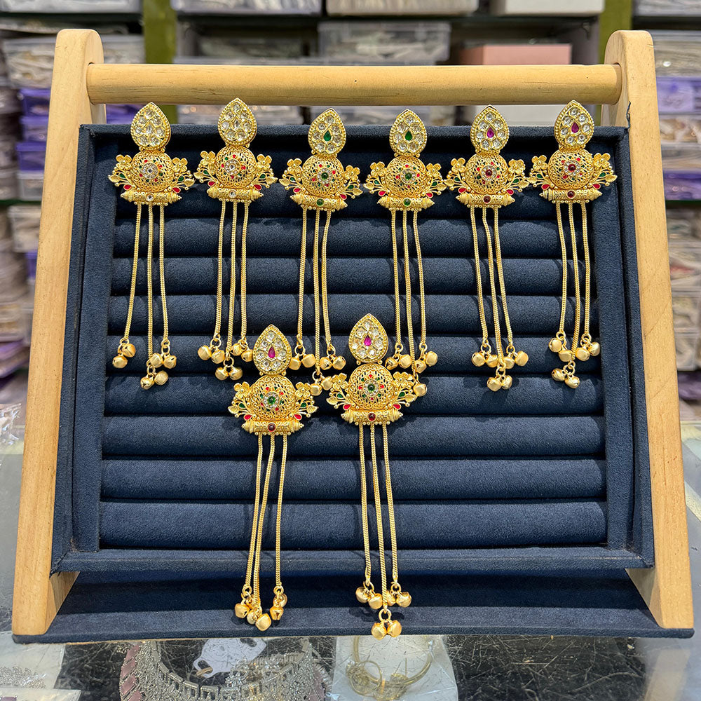 SNERA Graceful Pota Stone And Pearl Kashmiri Dangler Earrings