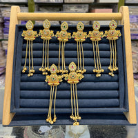 SNERA Graceful Pota Stone And Pearl Kashmiri Dangler Earrings