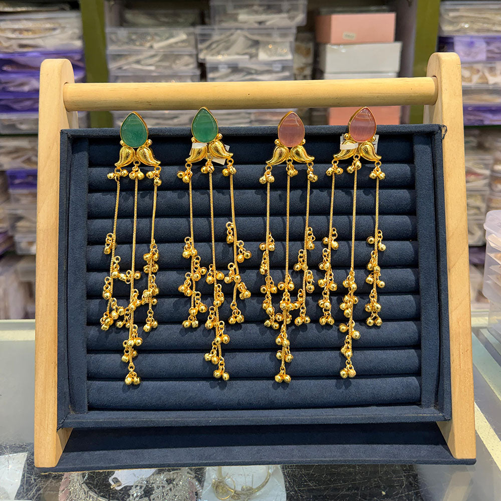 SNERA Graceful Pota Stone And Pearl Kashmiri Dangler Earrings