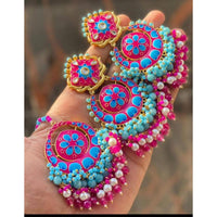 SNERA Ethnic Kundan Stone And Pearl Earrings With Maangtikka
