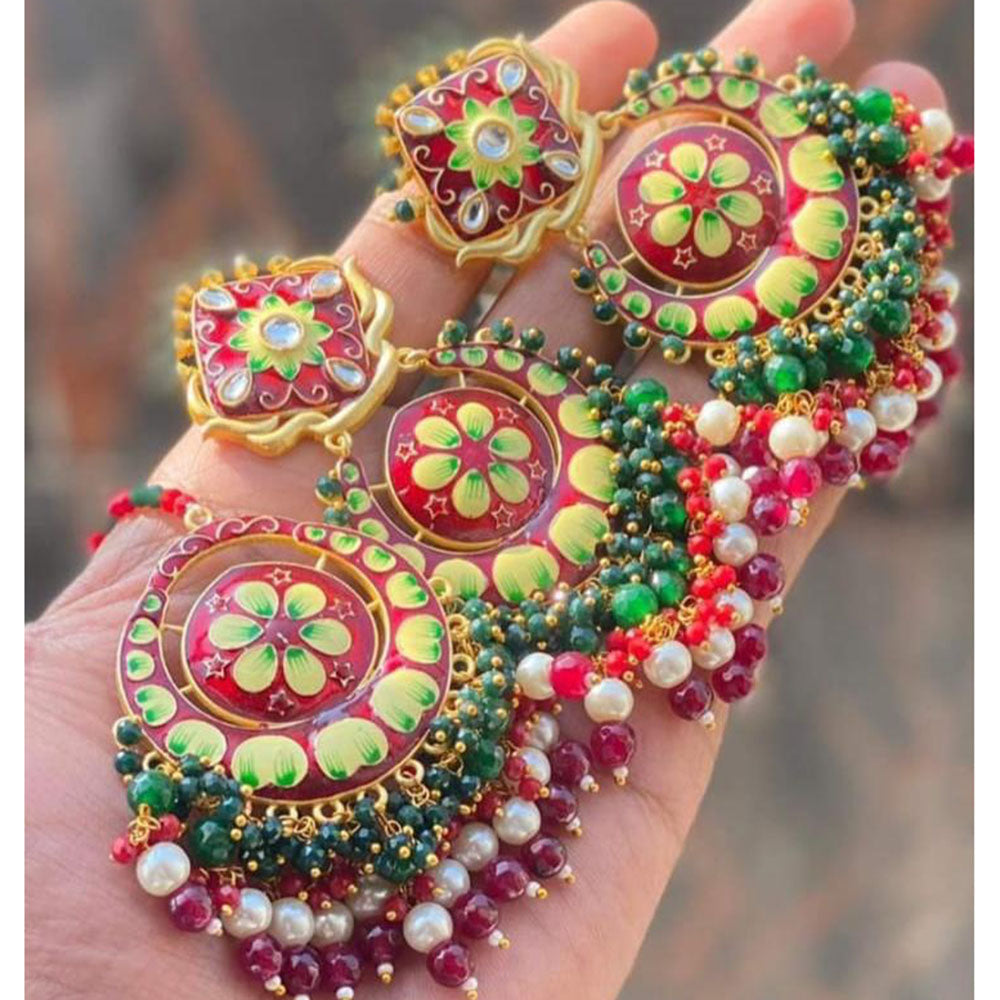 SNERA Ethnic Kundan Stone And Pearl Earrings With Maangtikka
