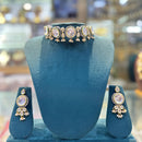 SNERA 2 Tone Plated Kundan Stone And Pearl Choker Necklace Set 