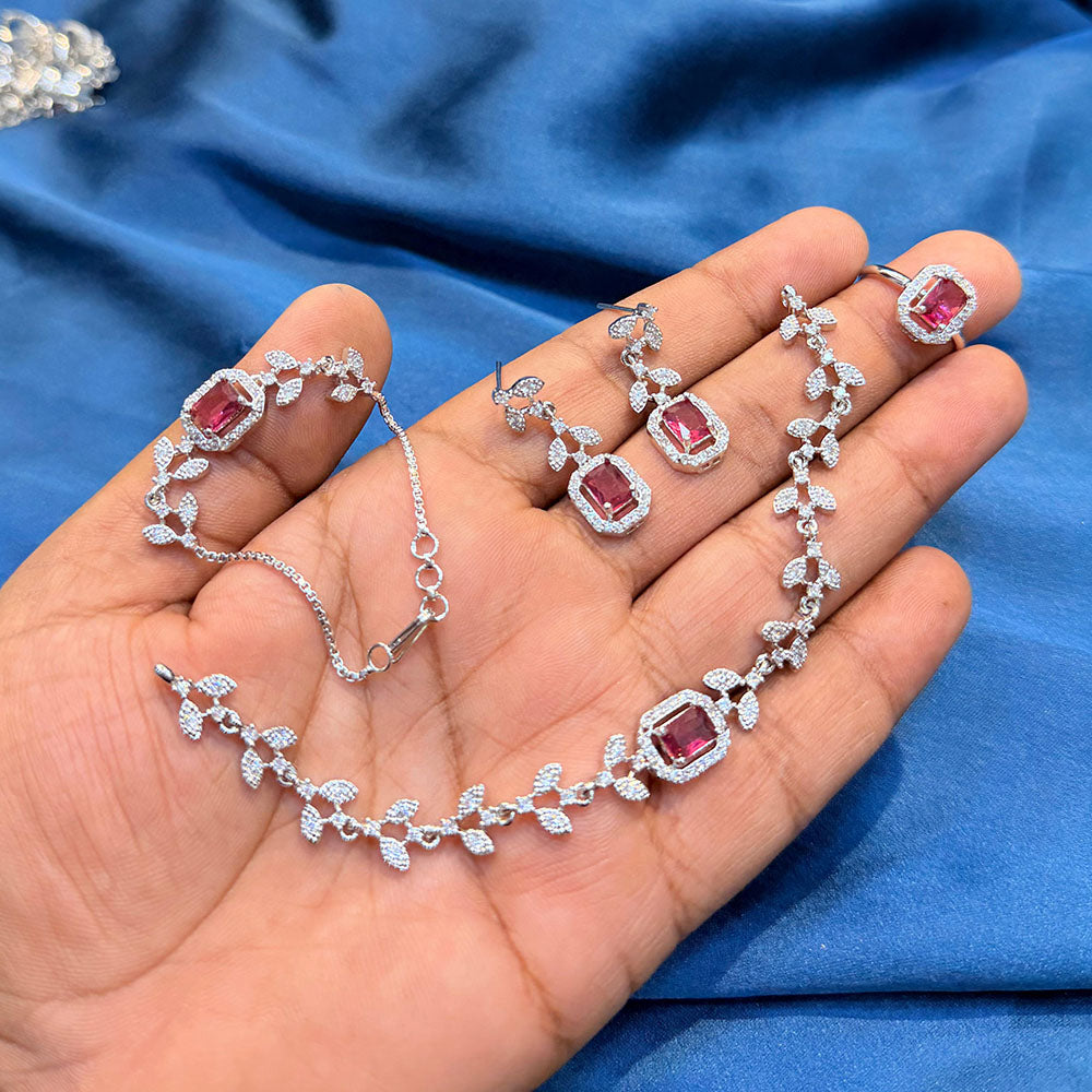 SNERA Designer American Diamond Necklace Set