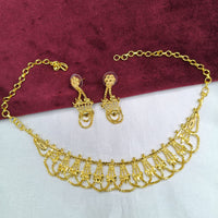 SNERA Traditional Gold Plated Designer Necklace Set with Earrings