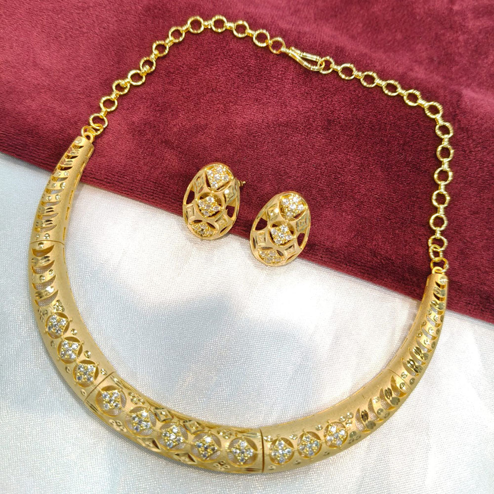 SNERA Traditional Gold Plated Austrian Stone Designer Necklace Set with Earrings