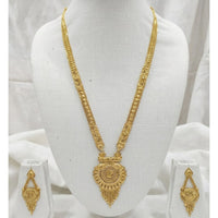 SNERA Traditional Gold Plated Designer Long Necklace Set with Earrings