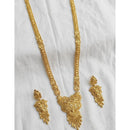 SNERA Traditional Gold Plated Designer Long Necklace Set with Earrings