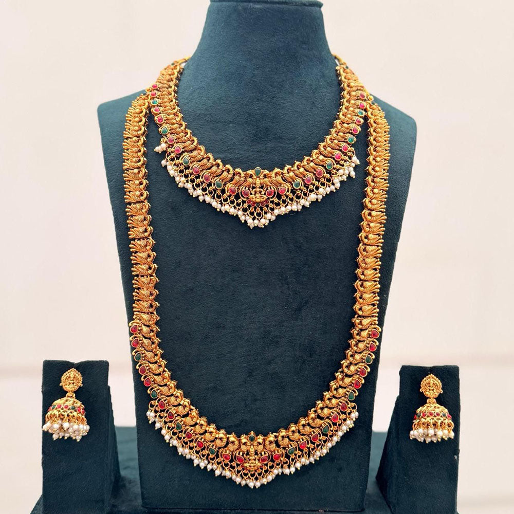 SNERA Graceful Pota Stone And Pearl Temple Double Necklace Set