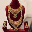 SNERA Graceful Pota Stone And Pearl Temple Double Necklace Set
