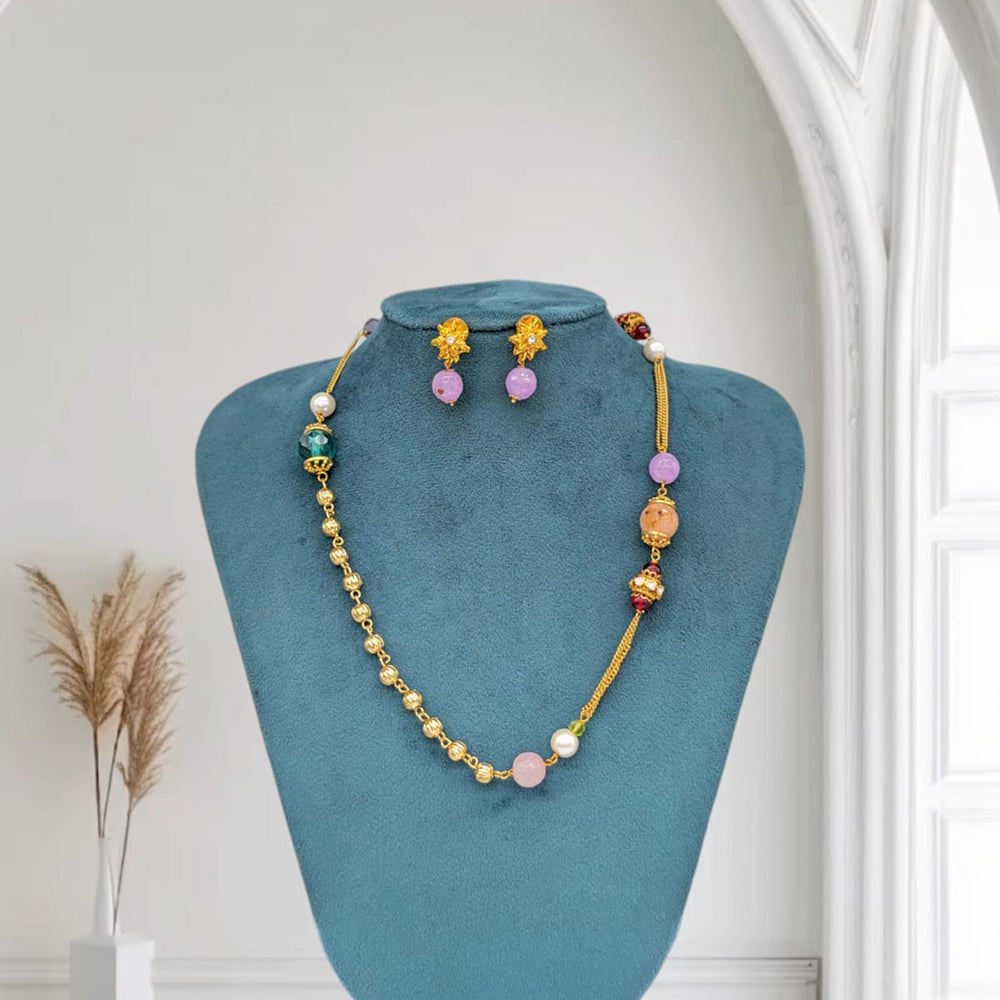 SNERA Pastel Beads Designer Necklace Set With Earrings