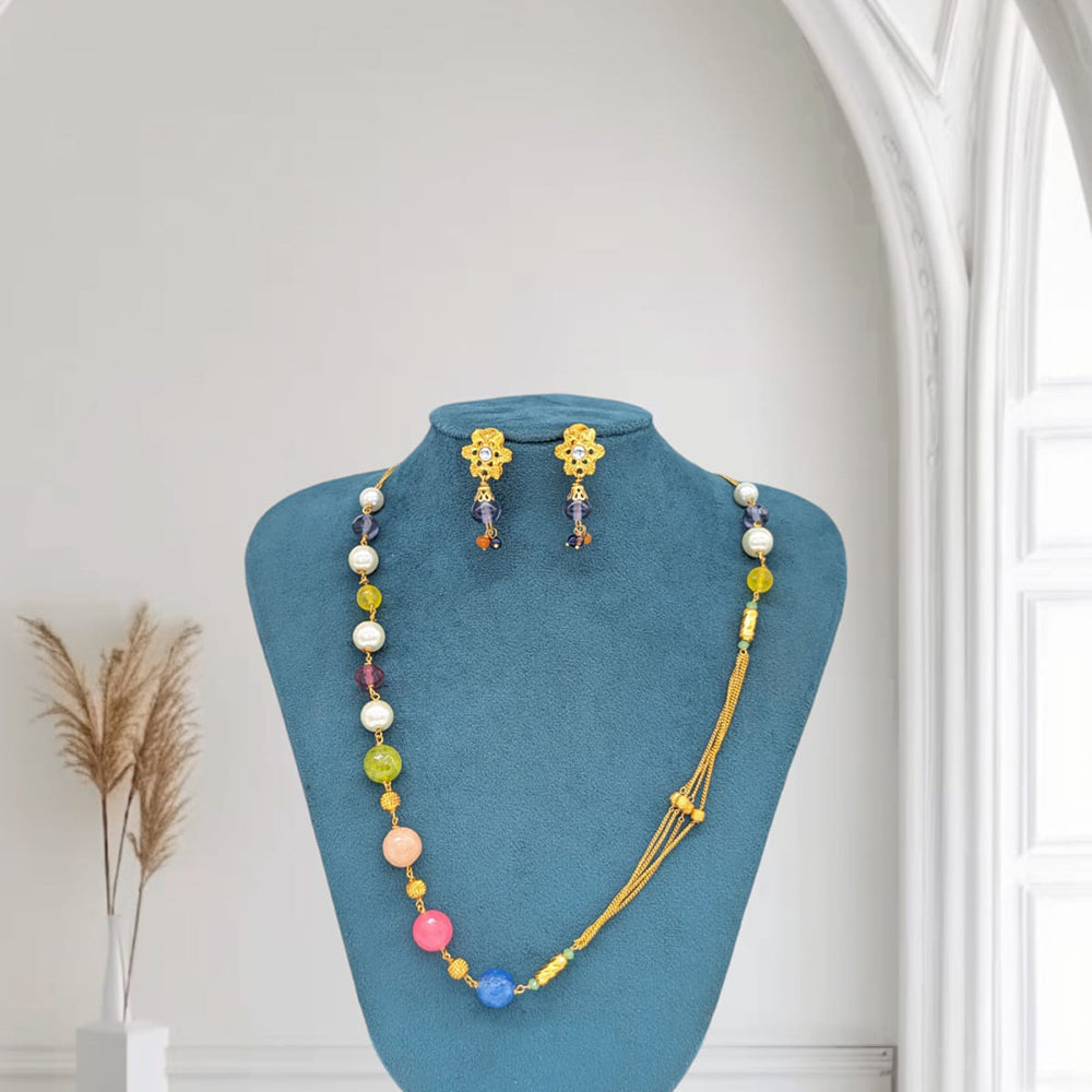 SNERA Pastel Beads Designer Necklace Set With Earrings