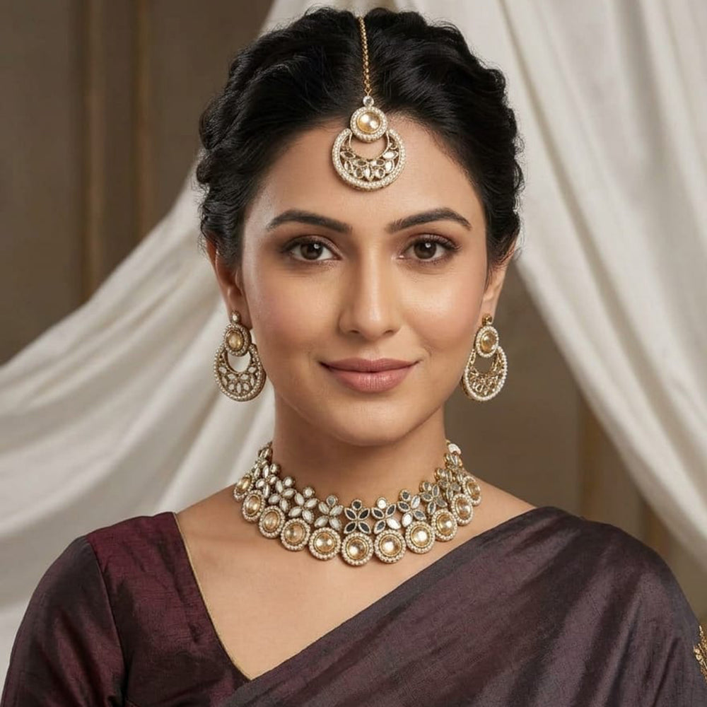 SNERA Party Wear Kundan Stone Choker Necklace Set