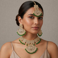 SNERA Party Wear Kundan Stone And Pearl Choker Necklace Set
