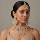 SNERA Party Wear Kundan Stone And Pearl Choker Necklace Set