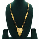 SNERA Gold Plated Black Beads Long Mangalsutra