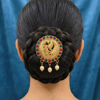 SNERA Traditional Peacock Design Hair Accessory with Pearls