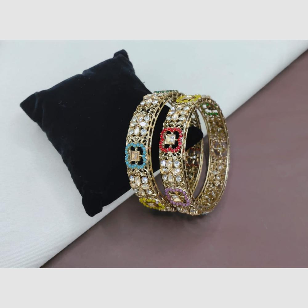 SNERA Elegant Crystal Stone and Pearl Designer Bangles Set