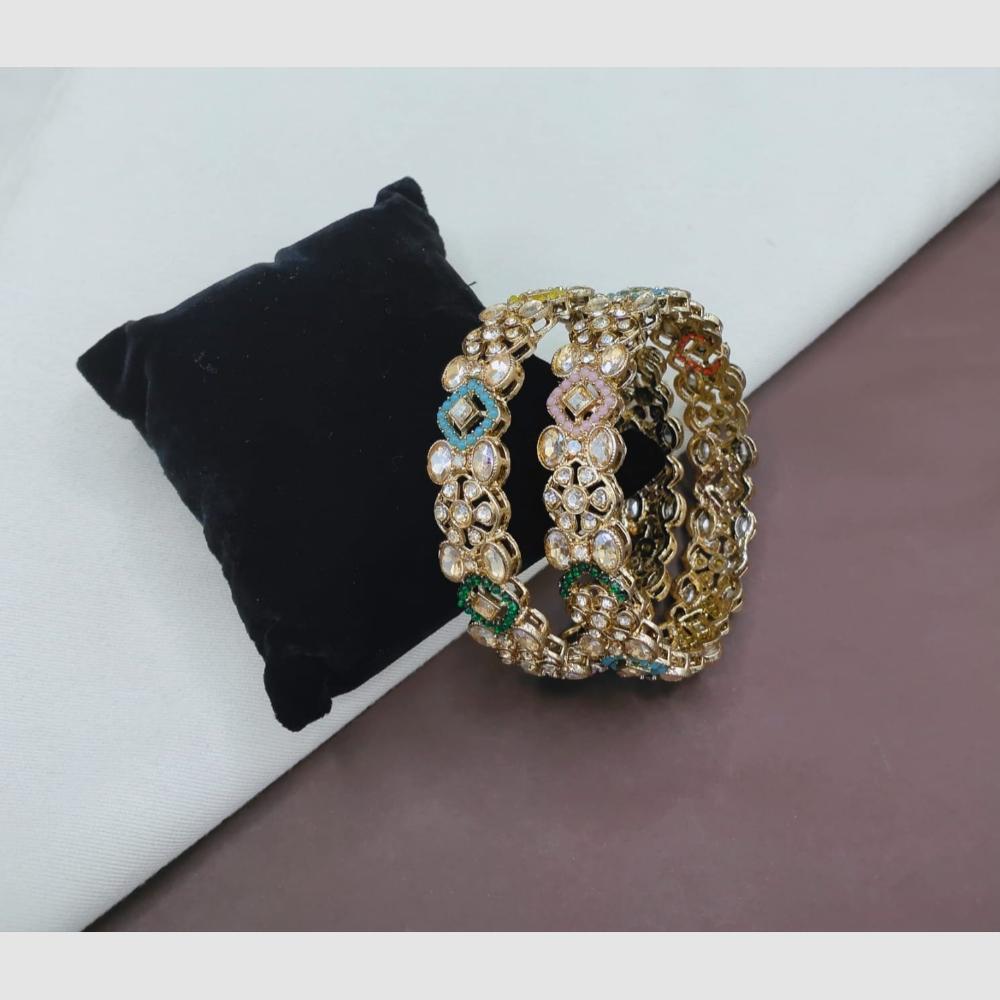 SNERA Elegant Crystal Stone and Pearl Designer Bangles Set