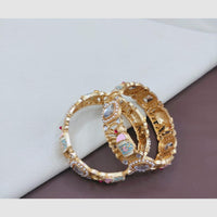SNERA Elegant Crystal Stone and Pearl Meenakari Designer Bangles Set