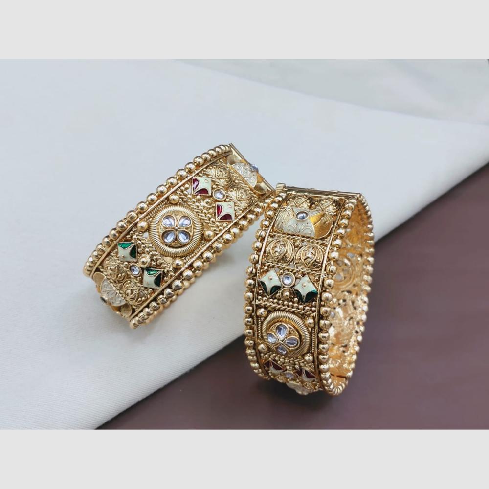 SNERA Elegant Crystal Stone and Pearl Meenakari Designer Bangles Set