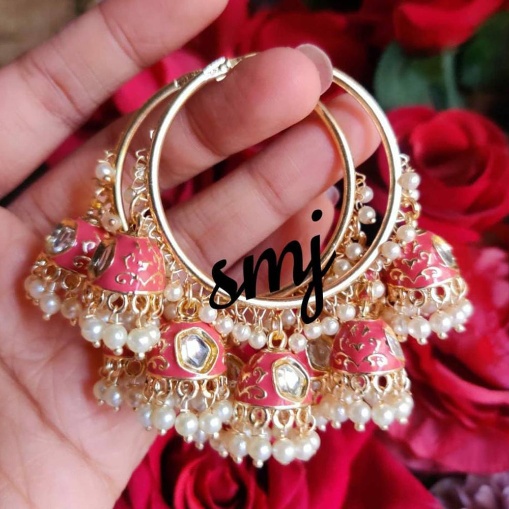 SNERA Traditional Dangler Earrings with Crystal Stones & Pearls