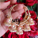 SNERA Traditional Dangler Earrings with Crystal Stones & Pearls