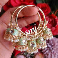 SNERA Traditional Dangler Earrings with Crystal Stones & Pearls