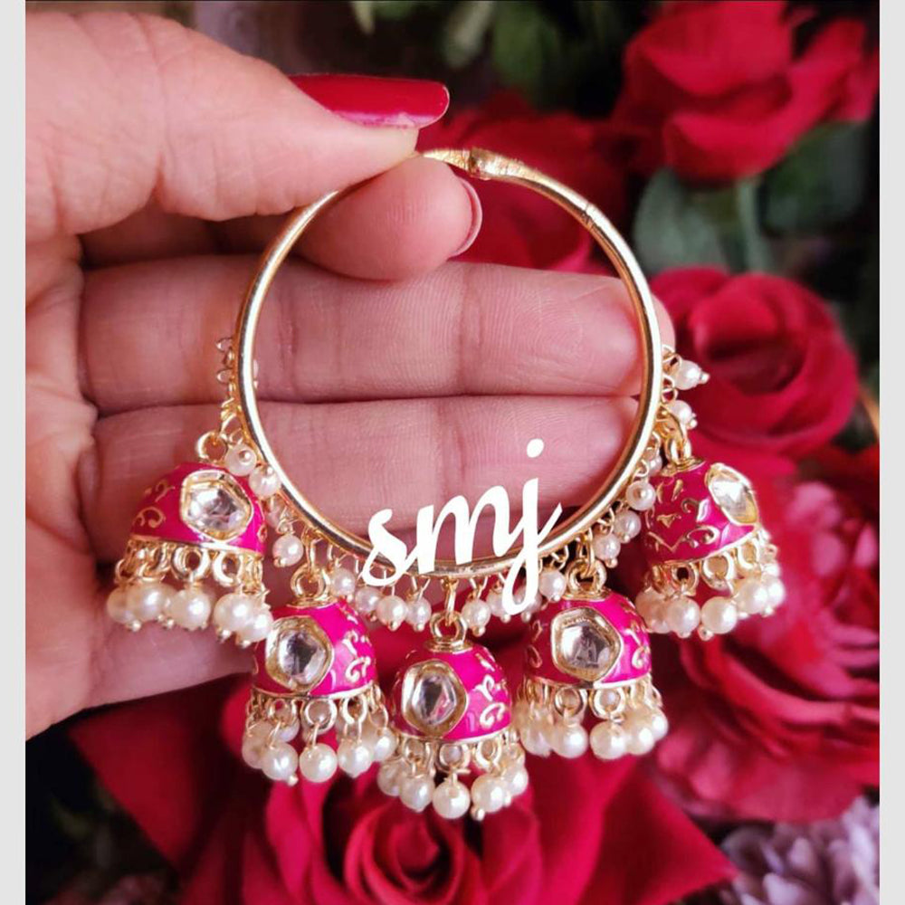 SNERA Traditional Dangler Earrings with Crystal Stones & Pearls